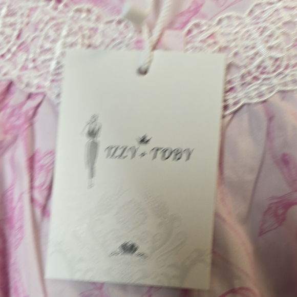 Pink Women's SleepwearIZZY + TOBY Pink Floral Nightgown Victorian Lace Cotton S - Picture 6 of 6